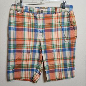 Lauren Ralph Lauren Active Vintage Women's Orange Blue‎ Plaid Bermuda Shorts 10